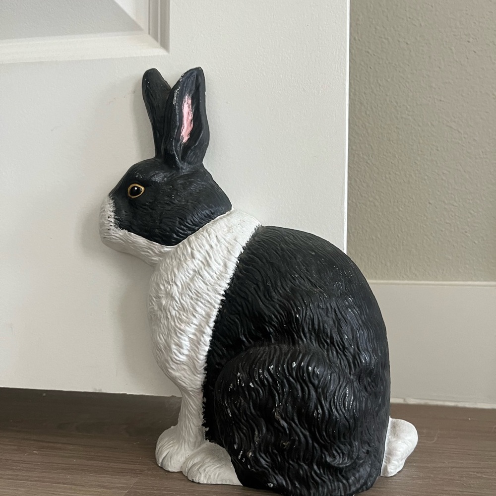Charming Black and White Rabbit Doorstop